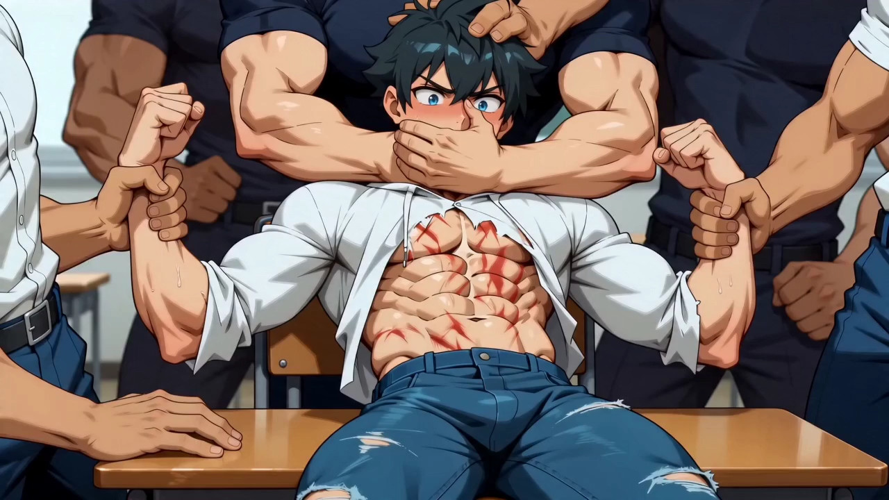 Classmate fully rips his jeans and shirt, grabs the man's crotch, man is by c…