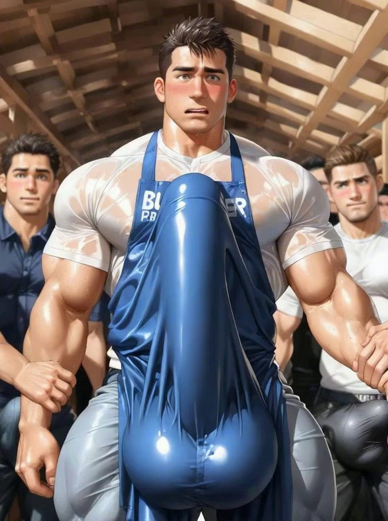 extremely erect bulge, bulge fully remains covered in fabric and fully visibl…