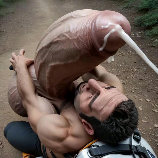 horny, gooning, extreme pleasure eyes rolling back, stroking dick with slow u…